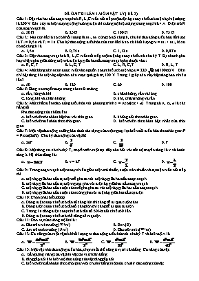 Đề ôn thi lần 1 môn Vật lý Lớp 12 - Đề 3